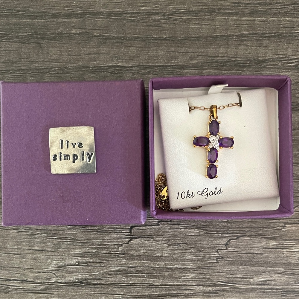 Amethyst and Gold Cross Necklace